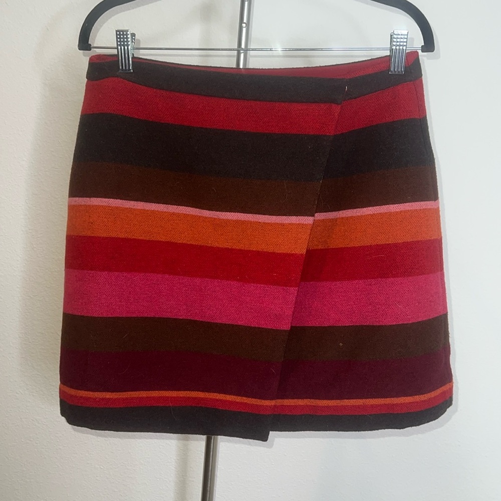 J. Jill Bold Horizontal Stripe Mini Skirt in Red, Pink, Orange, Brown
